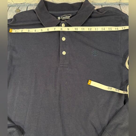 Coolibar Navy Blue Nautical Long Sleeved Polo Sun Protection UPF 50 Shirt M - Picture 6 of 8